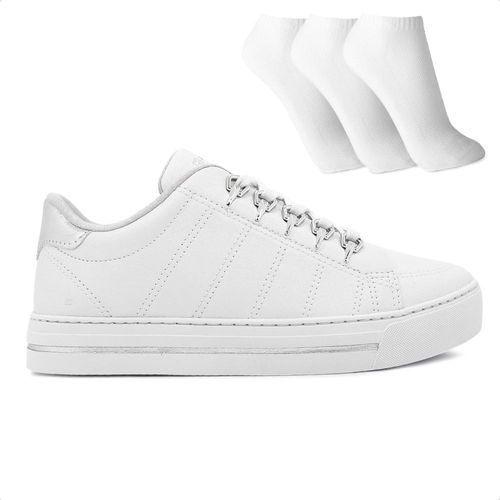 Tênis Ramarim Casual Cadarço Feminino + 3 Pares de Meias