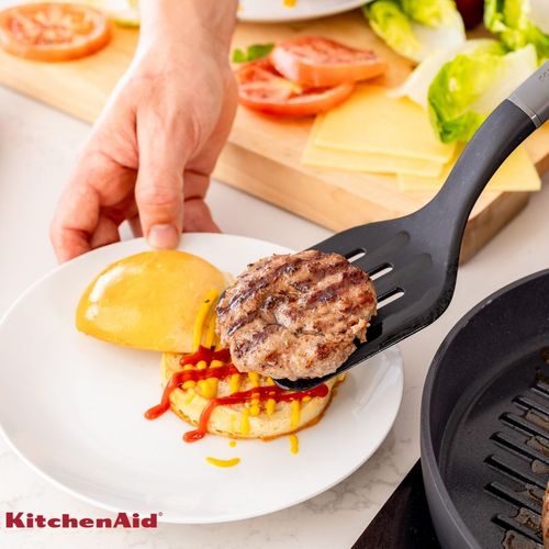 Espátula Perfurada Cozinha em Nylon 35cm Cinza KitchenAid