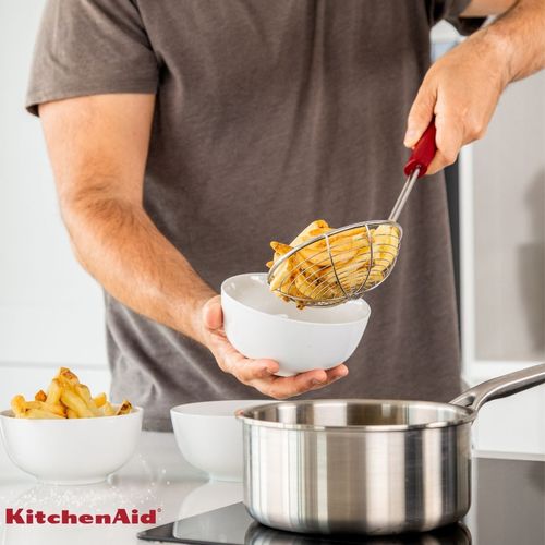 Escumadeira em Aço Inox Fritura Cozinha Vermelha KitchenAid