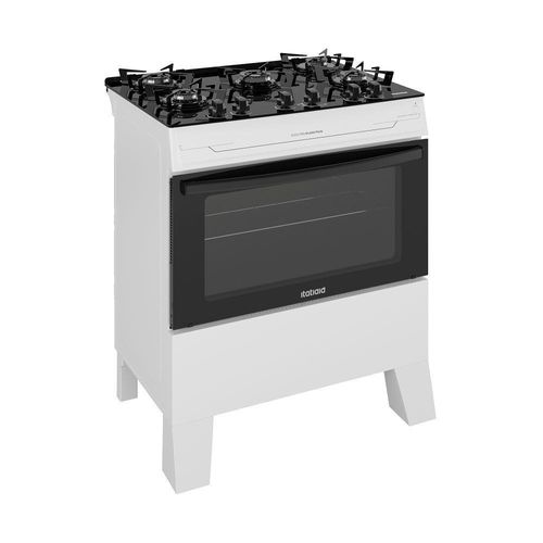 Fogão Itatiaia Electra Glass Pluss Piso 5 Bocas Branco Mesa De Vidro Bivolt (3700000487)