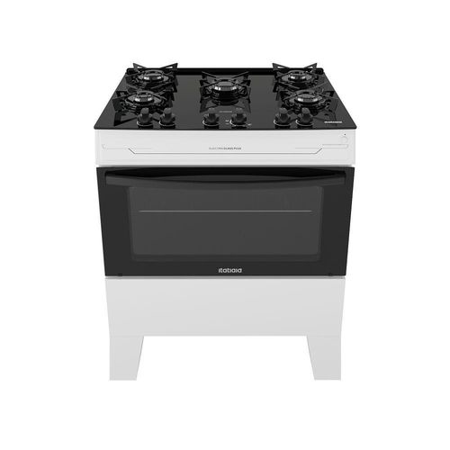 Fogão Itatiaia Electra Glass Pluss Piso 5 Bocas Branco Mesa De Vidro Bivolt (3700000487)