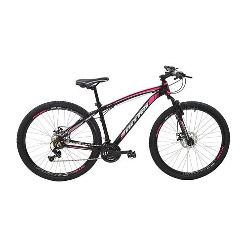 Bicicleta Polimet MTB Nitro Câmbio Shimano Quadro em Alumínio 17/Aro 29/21 Velocidades Preta/Rosa 7163