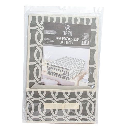 Caixa Organizadora Pequena Ogza Dobrável com Tampa Cinza