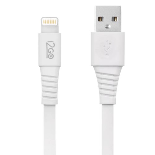 Cabo Iphone/Cabo Lightning i2GO Certificado MFi 1,2m 2,4A PVC Flexível Flat Branco