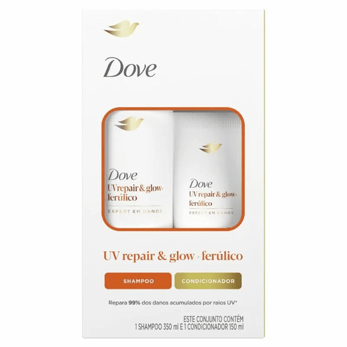 Kit Dove UV Repair & Glow + Ferúlico Shampoo 350ml + Condicionador 150ml