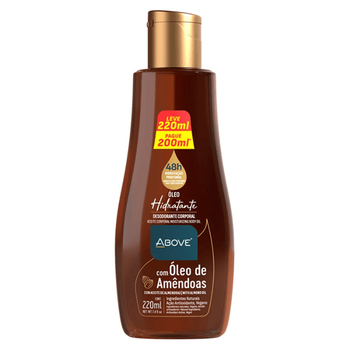 Óleo De Amêndoas Hidratante Corporal Above Leve 220ml Pague 200ml