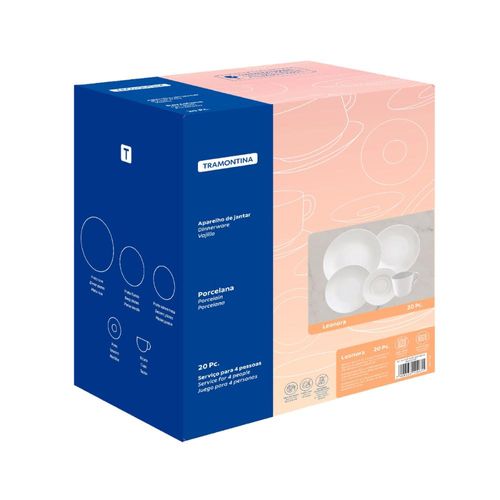 Aparelho de Jantar Tramontina Leonora em Porcelana 20 Peças