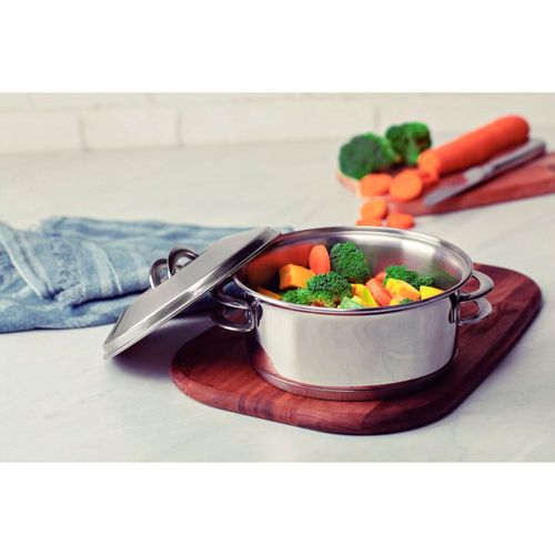 Caçarola Tramontina Solar Rasa em Aço Inox Fundo Triplo com Tampa e Alças 24 cm 4,7 L