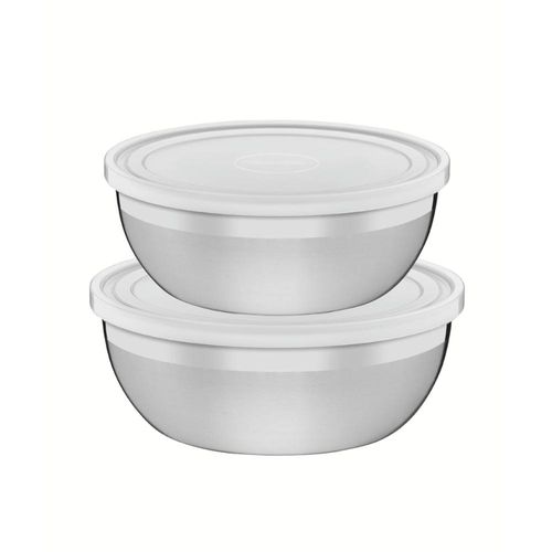 Jogo de Potes Tramontina Freezinox Aço Inox Tampa Plástica 2 Peças
