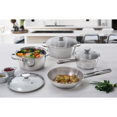 Jogo de Panelas Tramontina Allegra Aço Inox Fundo Triplo 4 Peças