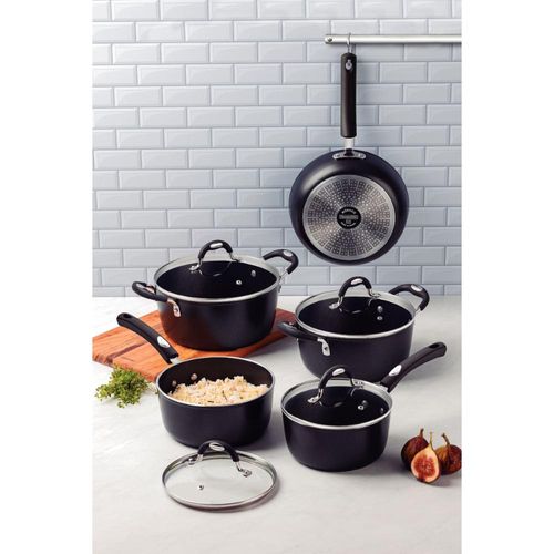 Jogo de Panelas Tramontina Mônaco Induction em Alumínio Antiaderente Starflon Premium Preto 5 Peças