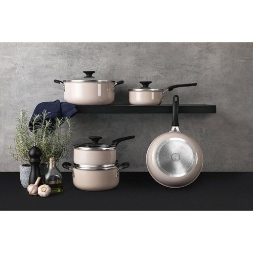 Jogo de Panelas Tramontina Tunis 5 Peças Rosa Trufado em Alumínio com Revestimento Cerâmico