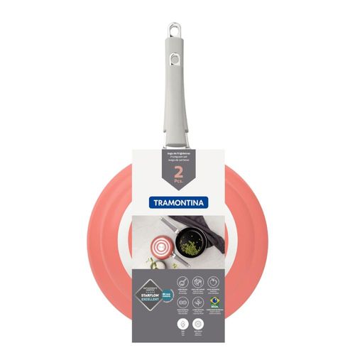 Jogo de Frigideiras Tramontina em Alumínio Antiaderente Starflon Excellent Laranja 2 Peças