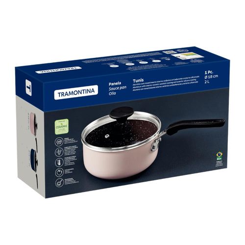 Panela Tramontina Tunis em Alumínio 18 cm 2 L Cerâmico Rosa Trufado