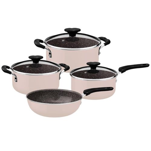 Jogo de Panelas Tramontina Tunis 4 Peças em Alumínio com Revestimento Cerâmico Rosa Trufado