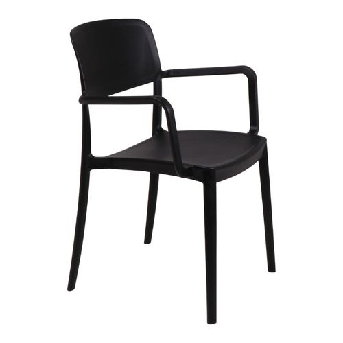 Cadeira Tramontina Marta com Braços Preta Empilhável em Polipropileno com Proteção Antimicrobiana