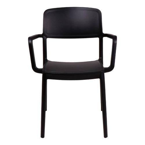 Cadeira Tramontina Marta com Braços Preta Empilhável em Polipropileno com Proteção Antimicrobiana