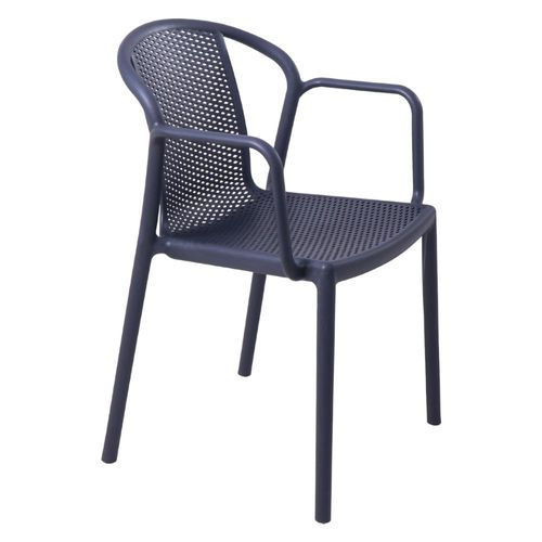 Cadeira Tramontina Louise Empilhável com Braços Grafite em Polipropileno