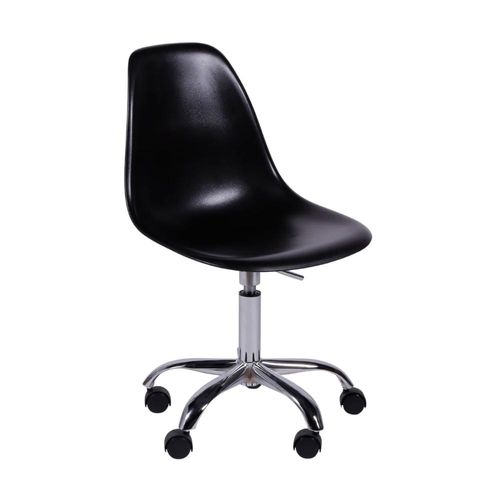 Cadeira com Rodízios DKR Preto em Polipropileno Or Design