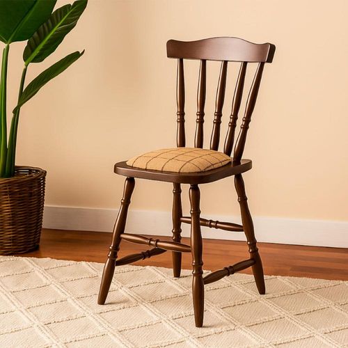 Cadeira Madeira Maçica Daiana Estofada Castanho Acetinado Piratini