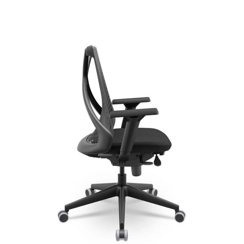 Cadeira Escritório Bix X+ Presidente Slider PU Poliéster Preto Plaxmetal