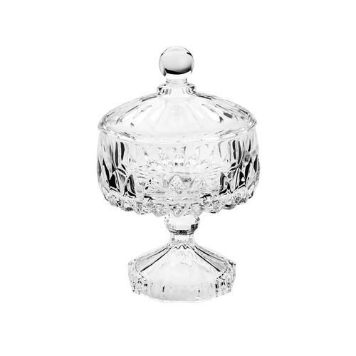 Potiche decorativo wolff louise  de cristal com pé 14cm