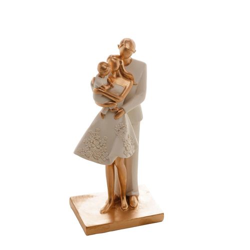 Figura decorativa wolff família de resina branco 9cm x 20cm