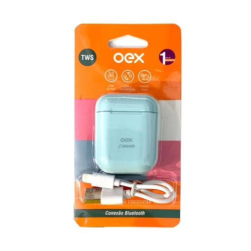 Fone de ouvido candy oex  tws11 azul pastel